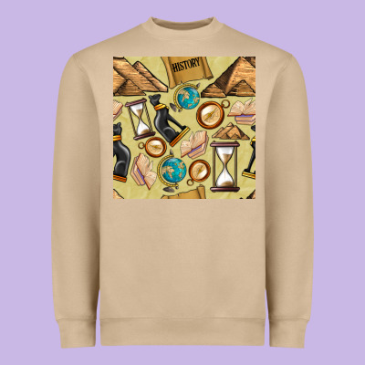 History Seamless Pattern Heavyweight Sweatshirt Designed By Bundleandbundleshop