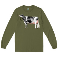 Army Green Holstein Dairy Cow Long Sleeve Tee - LillyAllenDesigns