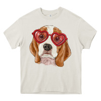 Cream Beagle with love glasses Heavy Core Tee - RanaPortraitStore