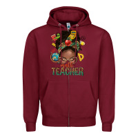 Burgundy math teacher life afro messy bun Zipper Hoodie - NancyCooperArtShop