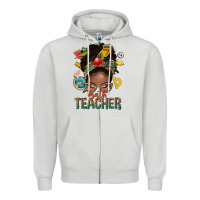Dove Grey math teacher life afro messy bun Zipper Hoodie - NancyCooperArtShop