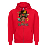 Red math teacher life afro messy bun Zipper Hoodie - NancyCooperArtShop