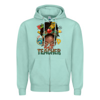 Seafoam math teacher life afro messy bun Zipper Hoodie - NancyCooperArtShop