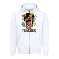 White math teacher life afro messy bun Zipper Hoodie - NancyCooperArtShop