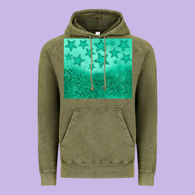 Green Glitter Star Vintage Hoodie Designed By Jahusdesignshop