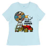 Baby Blue so god made a farmer Ladies Tee - JahusDesignShop