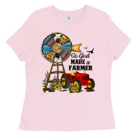 Bubblegum Pink so god made a farmer Ladies Tee - JahusDesignShop
