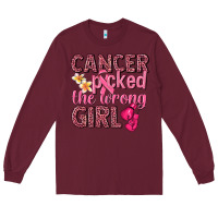 Burgundy cancer picked the wrong girl Long Sleeve Tee - NancyCooperArtShop