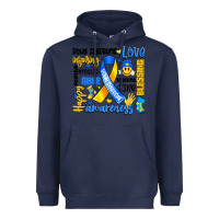 Navy down syndrome awareness typography Heavyweight Hoodie - Artiststas