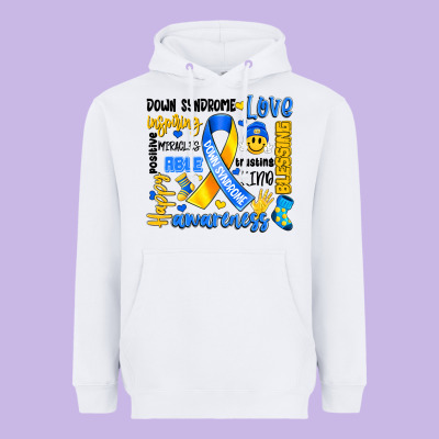 Down Syndrome Awareness Typography Heavyweight Hoodie Designed By Artiststas