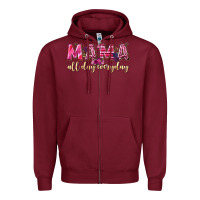 Burgundy mama all day everyday Zipper Hoodie - NancyCooperArtShop