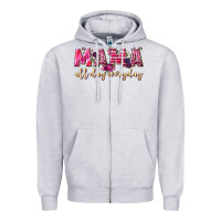 Heather Grey mama all day everyday Zipper Hoodie - NancyCooperArtShop