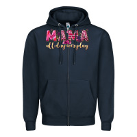 Navy mama all day everyday Zipper Hoodie - NancyCooperArtShop