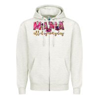 Oatmeal Heather mama all day everyday Zipper Hoodie - NancyCooperArtShop