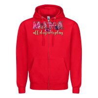Red mama all day everyday Zipper Hoodie - NancyCooperArtShop