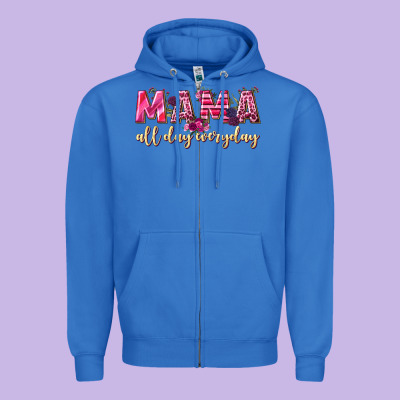 Mama All Day Everyday Zipper Hoodie Designed By Nancycooperartshop