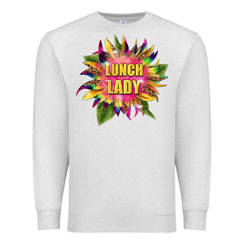 Lunch Lady Tie Dye Sunflower Premium Sweatshirt by BarkalooDesign | Teevron