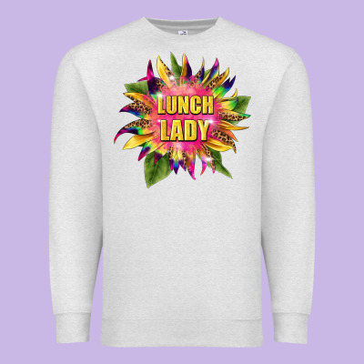 Lunch Lady Tie Dye Sunflower Premium Sweatshirt Designed By Barkaloodesign