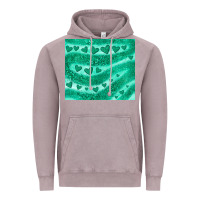 Green Glitter Heart Vintage Hoodie | Teevron
