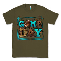 Army Green Game day American Football leopard frame Classic Tee - LillyAllenDesigns