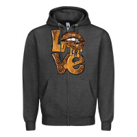 Charcoal Heather love leopard with lips Zipper Hoodie - NancyCooperArtShop