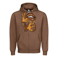 Chestnut love leopard with lips Zipper Hoodie - NancyCooperArtShop