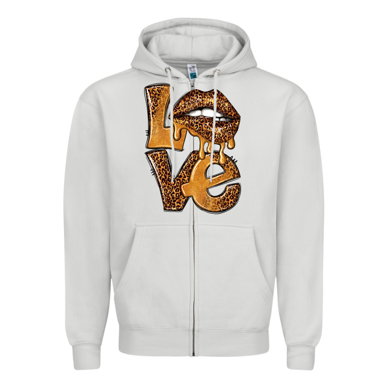 Love Leopard With Lips Zipper Hoodie by NancyCooperArtShop | Teevron