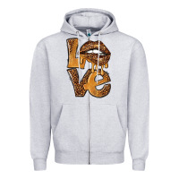 Heather Grey love leopard with lips Zipper Hoodie - NancyCooperArtShop
