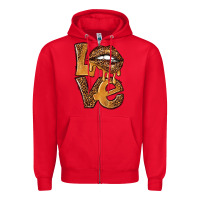 Red love leopard with lips Zipper Hoodie - NancyCooperArtShop