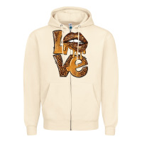 Sandshell love leopard with lips Zipper Hoodie - NancyCooperArtShop