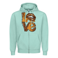 Seafoam love leopard with lips Zipper Hoodie - NancyCooperArtShop