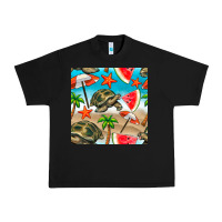 Black tortoise watermelon beach seamless pattern Urban Heavy Tee - BundleAndBundleShop