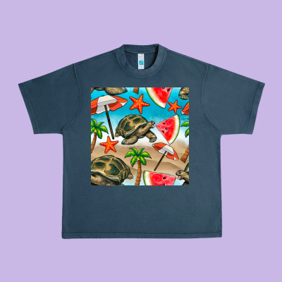 Tortoise Watermelon Beach Seamless Pattern Urban Heavy Tee Designed By Bundleandbundleshop