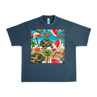 Midnight Navy tortoise watermelon beach seamless pattern Urban Heavy Tee - BundleAndBundleShop