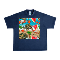 Navy tortoise watermelon beach seamless pattern Urban Heavy Tee - BundleAndBundleShop