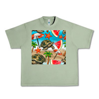 Oil Green tortoise watermelon beach seamless pattern Urban Heavy Tee - BundleAndBundleShop
