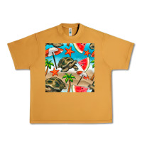 Peanut Butter tortoise watermelon beach seamless pattern Urban Heavy Tee - BundleAndBundleShop