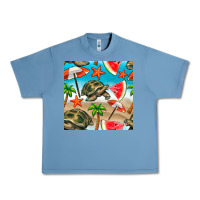 Pebble Blue tortoise watermelon beach seamless pattern Urban Heavy Tee - BundleAndBundleShop