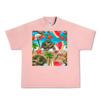 Salmon tortoise watermelon beach seamless pattern Urban Heavy Tee - BundleAndBundleShop