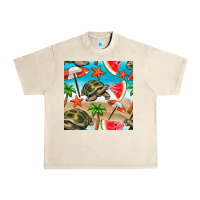 Sandshell tortoise watermelon beach seamless pattern Urban Heavy Tee - BundleAndBundleShop
