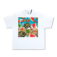 White tortoise watermelon beach seamless pattern Urban Heavy Tee - BundleAndBundleShop