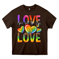 Chocolate Brown love is love with hearts Heavy Core Tee - texasbilliewilder