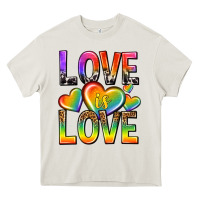 Cream love is love with hearts Heavy Core Tee - texasbilliewilder