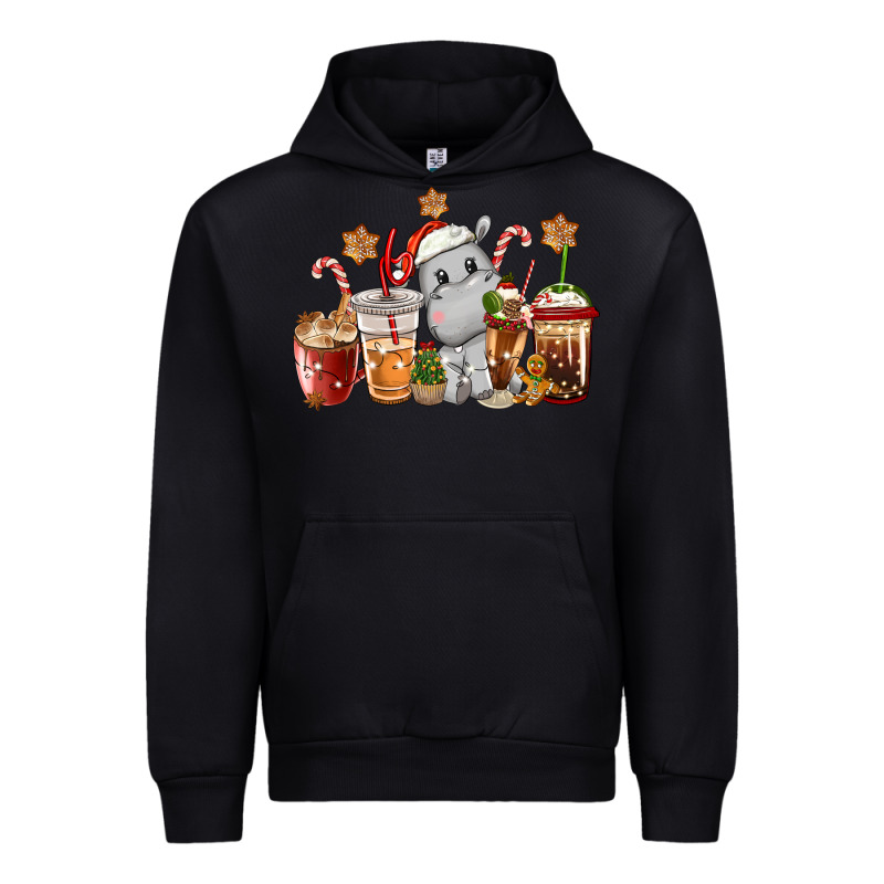 Hippopotamus Coffee Cups Christmas Urban Hoodie by CowGirlArtShop | Teevron