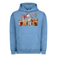 Pigment Pebble Blue hippopotamus coffee cups christmas Urban Hoodie - CowGirlArtShop