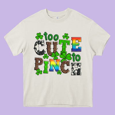 St Patricks Too Cute To Pinch Heavy Core Tee Designed By Artiststas