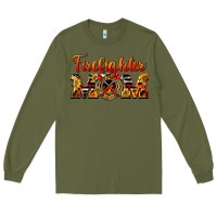 Army Green American Firefighter Mom Long Sleeve Tee - LillyAllenDesigns