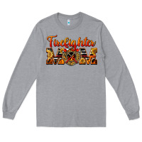 Heather Grey American Firefighter Mom Long Sleeve Tee - LillyAllenDesigns