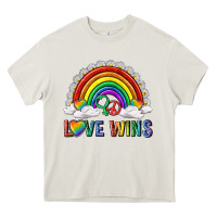 Cream love wins with daisy and heart Heavy Core Tee - texasbilliewilder