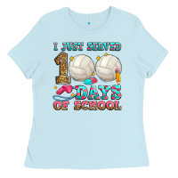 Baby Blue i just served 100 days of school volleyball Ladies Tee - Zillion Design Studio